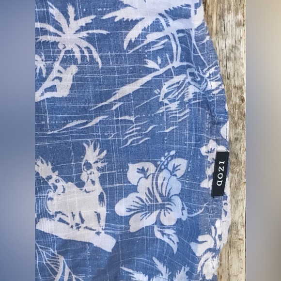 Izod Saltwater 🏖 Button Down Hawaiian Shirt - Picture 3 of 4